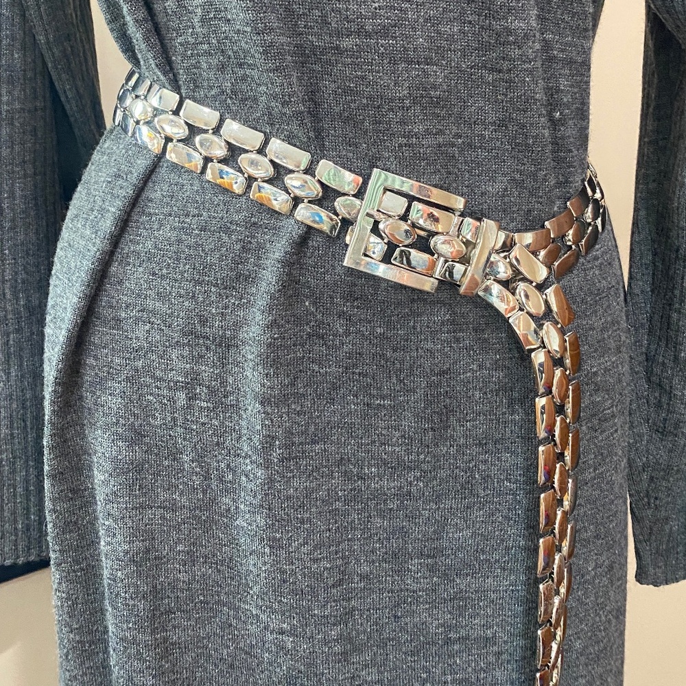 Reflective Silver Chain-Like Belt